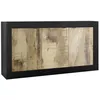 Image de OTELLO - Buffet 3 Portes Finition Noir Mat et Aspect Bois Antik
