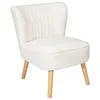 Image de Kelios - Fauteuil En Tissu Bouclettes Blanc Pieds Bois Naturel