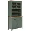 Image de Tina - Buffet Haut 4 Portes 2 Tiroirs Bois Ciré Et Vert