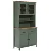 Image de Tina - buffet haut 4 portes 2 tiroirs bois et vert TINA