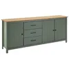 Image de TINA - Buffet Bas 3 Portes 3 Tiroirs Bois Ciré et Vert