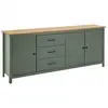 Image de Tina - buffet bas 3 portes 3 tiroirs bois et vert TINA