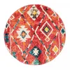 Image de Tapis Berbère Rond Ø160cm Tissé Motifs Tribaux Lyn5 Ourika B Bleu Et Jaune