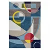 Image de Tapis Salon 160x230 Fait À La Main En Coton Bio Bleu Et Gris Rectangle