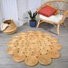 Image de Tapis rond Ø120cm fait main en jute motif rond pour salon WOOD