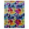 Image de Tapis Grand Salon 160x230 Fait Main En Laine Multicolore Rectangle Motif Damier