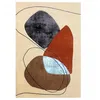 Image de tapis salle à manger 200x290 fait main en laine beige et orange motif géométrique