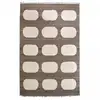 Image de Tapis Grand Salon 250x350 Fait Main En Laine Beige Et Marron Rectangle Motif Rond