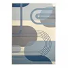 Image de Tapis Salon 160x225 Tissé Bleu Et Crème Rectangle Motif Rétro-vintage Lyn49 Courbla