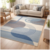 Image de Tapis salon 160x225 tissé bleu et crème rectangle motif rétro-vintage lyn49 courbla