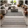 Image de Tapis kilim 160x230 rectangle fait main en coton gris et noir motif ethnique