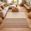 Image de Tapis kilim 80x150 rectangle fait main en coton beige et marron