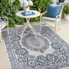 Image de Tapis extérieur kilim reversible 120x170 AR REVERSIBLE bleu et blanc