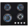 Image de Plaque De Cuisson Gaz 4 Feux Verre Noir - Beldeko - Grille Fonte