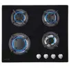 Image de Beldeko plaque gaz 4 feux 7500w grilles fonte verre noir - marque française