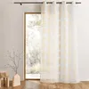 Image de Voilage tamisant en jacquard à rayures verticales ondulées Ivoire 140x240 cm