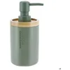 Image de Distributeur de savon 280 ml en polyrésine kaki et bambou - Tendance