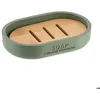 Image de TENDANCE Porte-savon polyrésine et bambou kaki - 125 x 8 cm