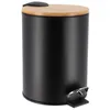 Image de Poubelle Metal Frein De Chute 3l - Noir/bambou - TENDANCE