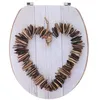 Image de Abattant WC en MDF 18 pouces couvercle imprimé assise effet bois attaches en acier inoxydable décor Amour - Tendance