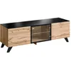 Image de Meuble tv TINO. Idéal pour votre salon. Look tendance type industriel bois verre et métal. 45 Marron