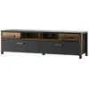 Image de Meuble TV haute gamme 190cm collection WINDSOR. Coloris gris anthracite et chêne foncé. 50 Gris