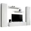 Image de Composition murale fly a1   meuble tv suspendu et colonnes   blanc brillant   design moderne