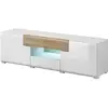 Image de Meuble Tv 160cm Collection Ohio. Éclairage Led Intégré. Coloris Blanc Et Chêne