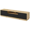 Image de Meuble Tv 200cm Collection Villa. Couleur Chêne Et Noir Mat. Led Intégrée