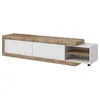 Image de Meuble TV extensible SINATRA   Chêne et blanc brillant   2 portes + niches   L200 à 240 x H434 x P40 cm