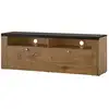 Image de Meuble Tv 140cm Collection Santiago. Couleur Chêne Et Noir Effet Bois. 1 Porte
