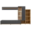 Image de Composition Murale Klis 2 Meuble Tv Led 240x145x40 Gris Anthracite Chêne