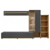 Image de Composition murale klis 2 meuble tv led 240x145x40 gris anthracite chêne