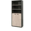 Image de Bibliothèque De Bureau Depé   2 Portes Et Étagères   Chêne Clair Et Noir   L90 X H216