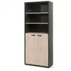 Image de Bibliothèque de bureau depé   2 portes et étagères   chêne clair et noir   l90 x h216 x p40 cm