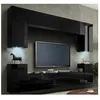 Image de Meuble TV suspendu 240cm collection CEPTO 4 portes coloris noir brillant.