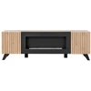 Image de Meuble Tv Design Avec Cheminée Décorative Coloris Chêne Et Noir Collection Nielsen.