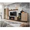 Image de Meuble tv design avec cheminée décorative coloris chêne et noir collection nielsen.