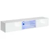 Image de Meuble TV suspendu 180cm avec 2 portes et niches éclairées collection SWITCH. Meuble coloris blanc.