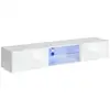 Image de Meuble tv suspendu 180cm avec 2 portes et niches éclairées collection switch. Meuble coloris blanc.
