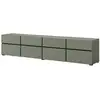 Image de Meuble tv xl coloris vert sauge et noir 225cm collection havana. Meuble design avec 4 portes et 4 tiroirs.