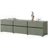Image de Meuble TV coloris vert sauge 180cm collection HAVANA. Meuble design avec 3 portes et 3 tiroirs.