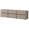 Image de Meuble TV 180cm coloris beige et noir collection HAVANA. Meuble design avec 3 portes et 3 tiroirs.