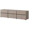 Image de Meuble tv 180cm coloris beige et noir collection havana. Meuble design avec 3 portes et 3 tiroirs.