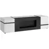 Image de Meuble tv criss avec cheminée bio-éthanol   blanc brillant   l150 cm