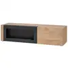 Image de Meuble Tv Doum   Chêne Clair Et Noir   Avec Cheminée Bio-éthanol   L160 X H42 X P45 C