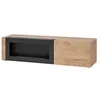 Image de Meuble TV DOUM   Chêne clair et noir   Avec cheminée bio-éthanol   L160 x H42 x P45 cm