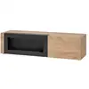 Image de Meuble tv doum   chêne clair et noir   avec cheminée bio-éthanol   l160 x h42 x p45 cm