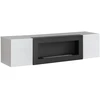 Image de Meuble Tv Fly Avec Cheminée Bio-éthanol Intégrée   Noir Et Gris Perle   Design Modern