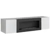 Image de Meuble TV FLY avec cheminée bio-éthanol intégrée   Noir et gris perle   Design moderne